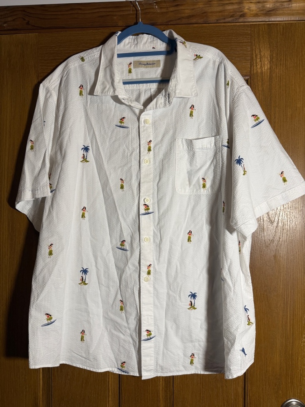 Tommy Bahama White Hula Oasis Camp Shirt Short-Sleeve Island themed XXXL